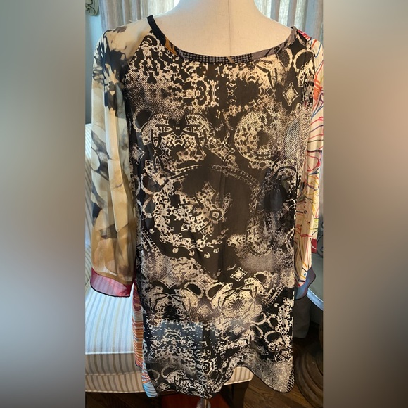 Vintage Carol Turner Sheer Abstract Print Reversible Tunic, Size M (10-12)* - Picture 5 of 7